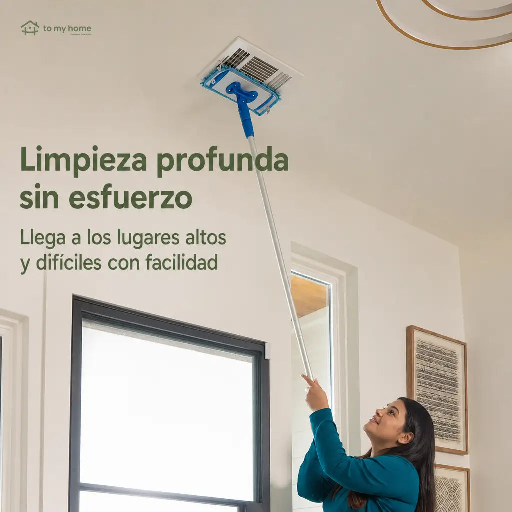 Trapeador para zoclos con mango ajustable de 178 cm y microfibra lavable para limpiar pisos, bordes y pelo de mascota sin agacharte