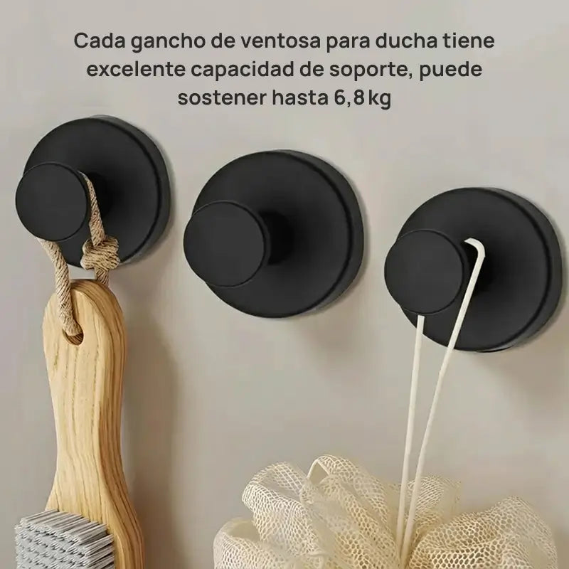 Kit 2 ganchos de pared con ventosa de alta adherencia, impermeables, reutilizables, resistentes, sin perforación, ideal para baño, cocina u organización de artículos