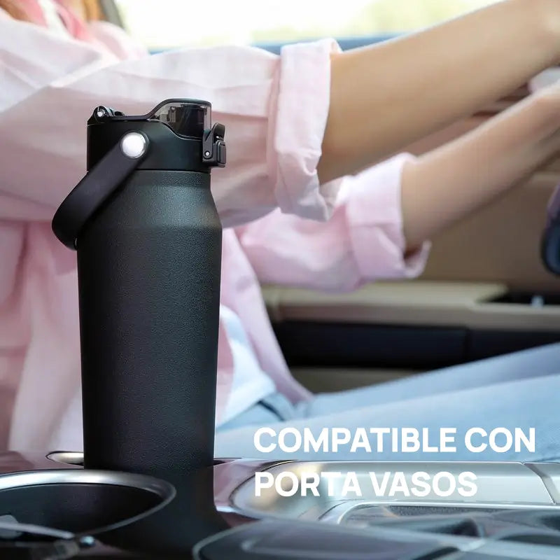 Botella térmica acero inoxidable con tapa doble función, aislamiento al vacío, conservación térmica, diseño elegante y seguro, ideal para bebidas calientes y frías