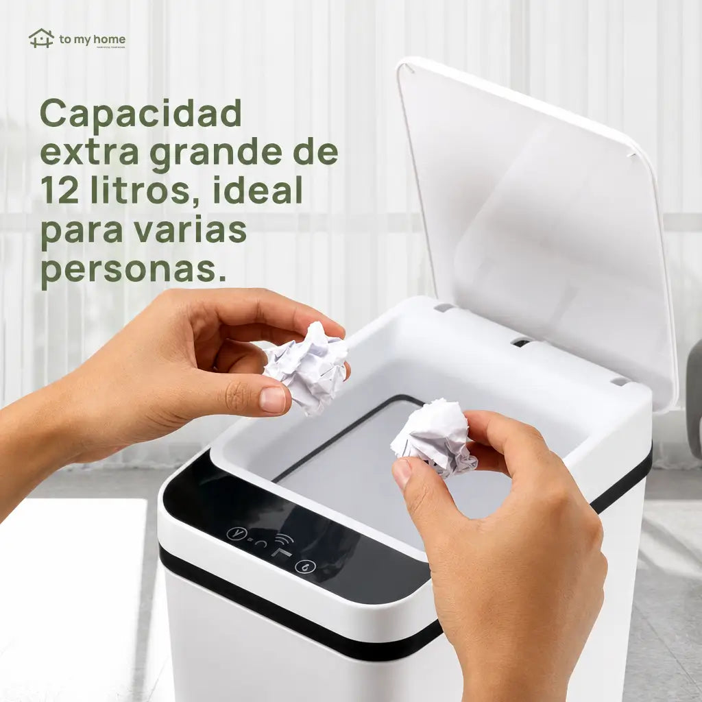 Bote de basura automático 12 L con sensor infrarrojo y tapa hermética para cocina, baño, recámara u oficina en casa
