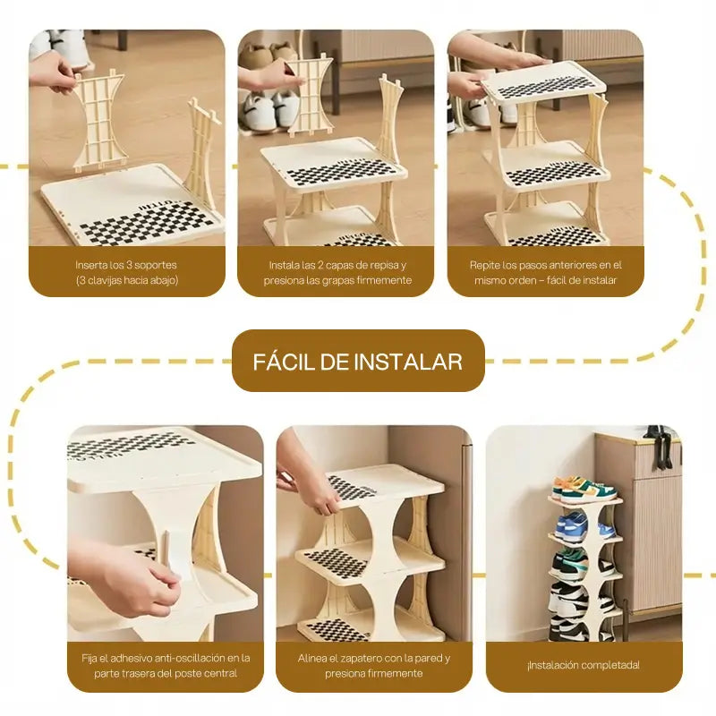 Zapatera vertical modular 6 a 9 niveles, estructura compacta, moderna y resistente, organización doméstica eficiente, maximiza espacio y mantiene orden en cualquier habitación