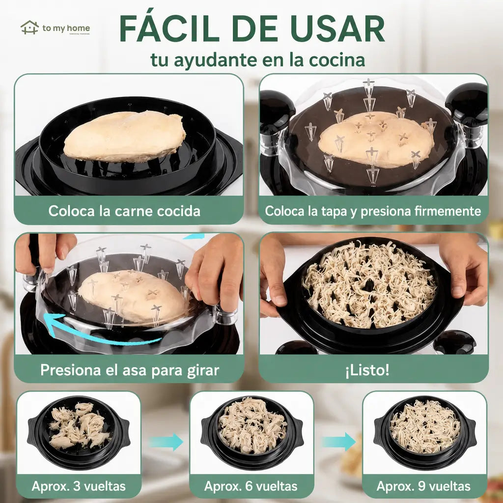 Deshebrador de carne grande con tapa transparente y base antiderrapante para pollo, res y cerdo cocidos en cocina familiar diaria