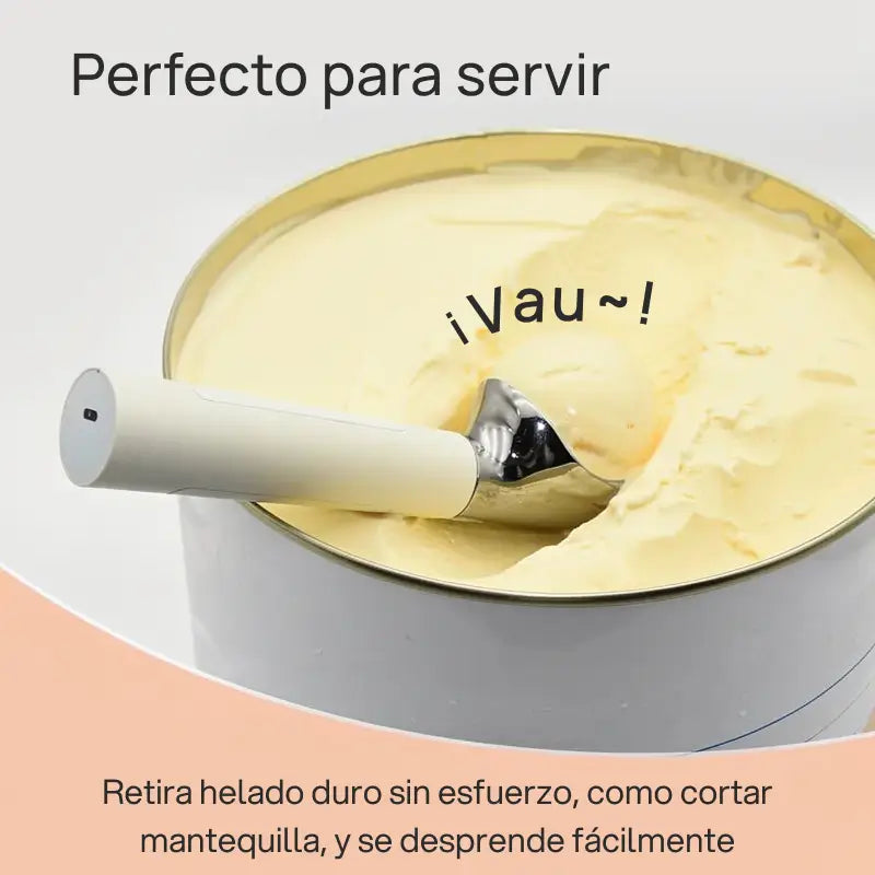 Cuchara eléctrica calentadora para helado, recargable en acero inoxidable, display LED, calentamiento rápido, uso seguro, perfecta para servir postres, helados y cremas
