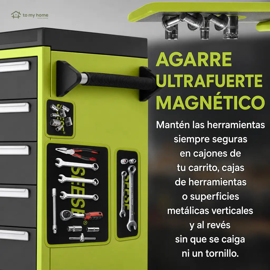 Set de 3 tapetes magnéticos flexibles de PVC antideslizante para organizar herramientas en taller, garaje y reparación auto sin perder piezas metálicas