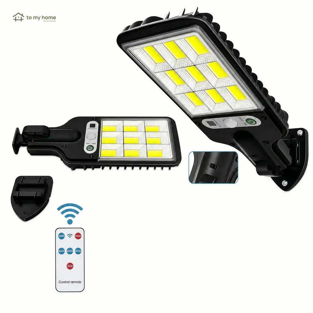Reflectores solares LED exteriores paquete de 4 impermeables IP65 con sensor de movimiento y rotación 360° para garage, jardín y fachada