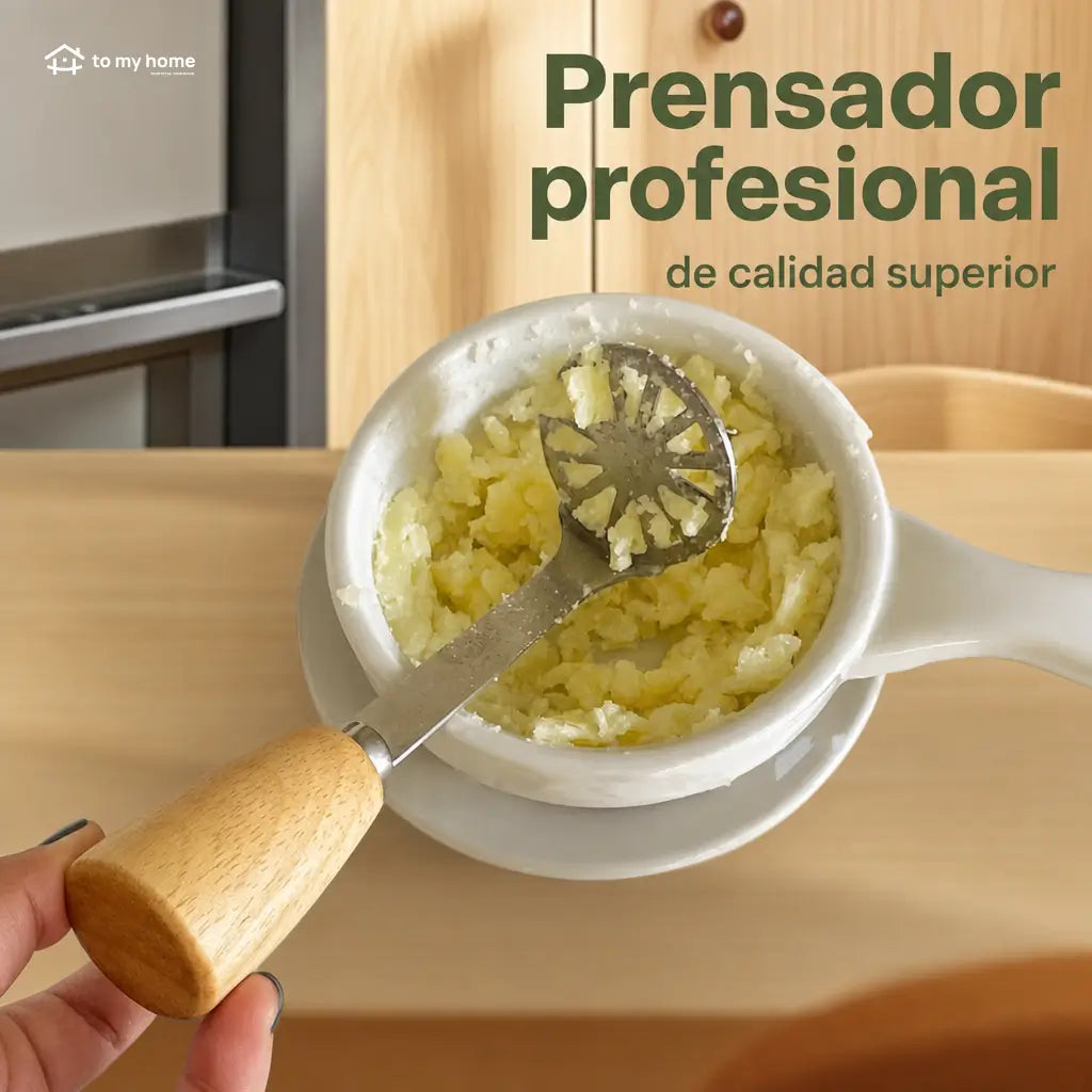 Set de 2 machacadores mini de acero inoxidable con mango de madera para papa, aguacate, frijoles y purés caseros en cocina diaria