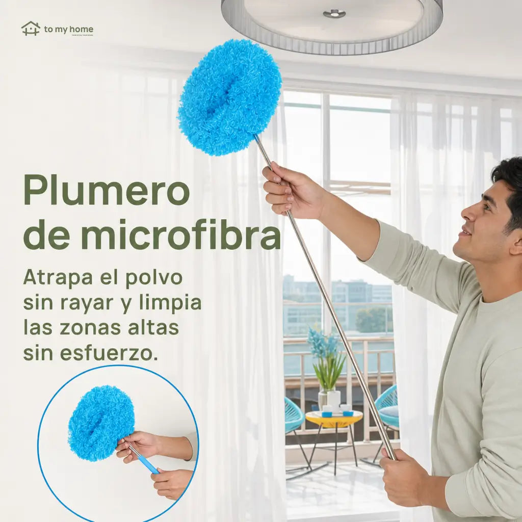 Plumero extensible de microfibra para ventilador de techo, atrapa polvo en aspas, paredes y rincones altos para limpieza ligera diaria