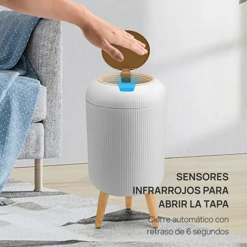 Basura inteligente automática con sensor de movimiento, diseño nórdico moderno, impermeable, ahorro de espacio, mantiene higiene en cocina, baño, oficina o habitación