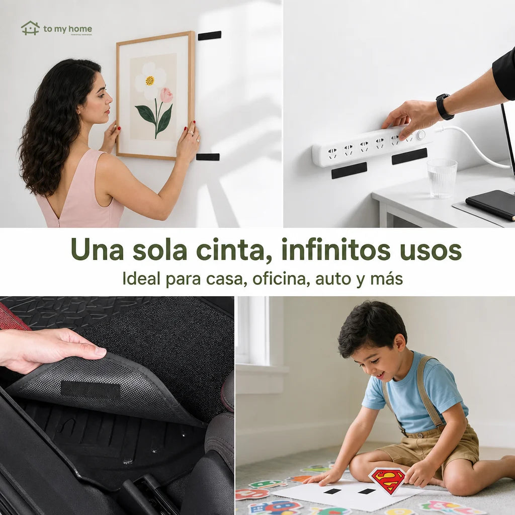 Tiras adhesivas de gancho y felpa doble cara resistentes al agua para colgar cuadros, organizar cables y proyectos DIY