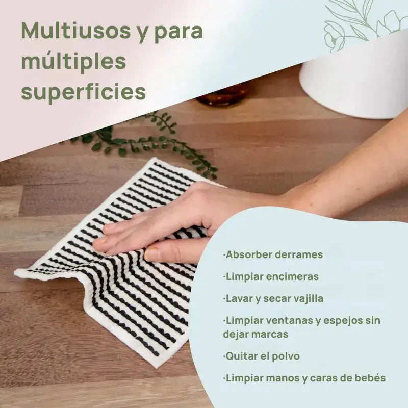Juego de 5 paños de cocina suecos altamente absorbentes de algodón y celulosa, lavables, reutilizables, biodegradables, con calidad superior garantizada