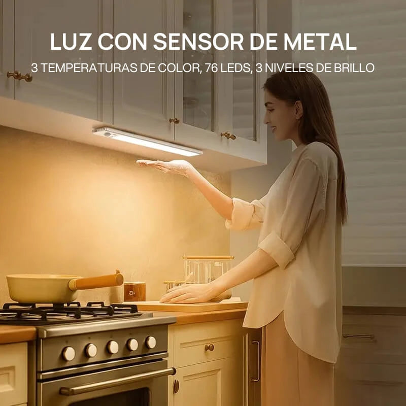 Luz de armario con sensor de movimiento, recargable por USB, magnética, regulable, ideal para cocina, closet y garaje con iluminación automática