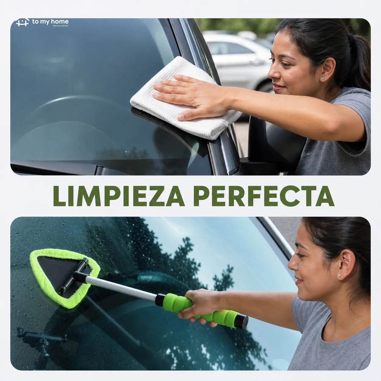 Limpiador de parabrisas extensible con cabeza triangular giratoria y 4 pads de microfibra para autos, camionetas y SUV en limpieza interior y exterior