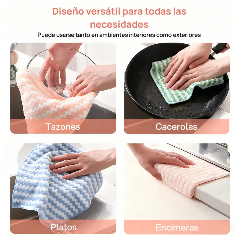 Juego de 10 paños de limpieza de microfibra absorbentes, sin manchas, lavables y reutilizables para cocina, con rendimiento duradero garantizado