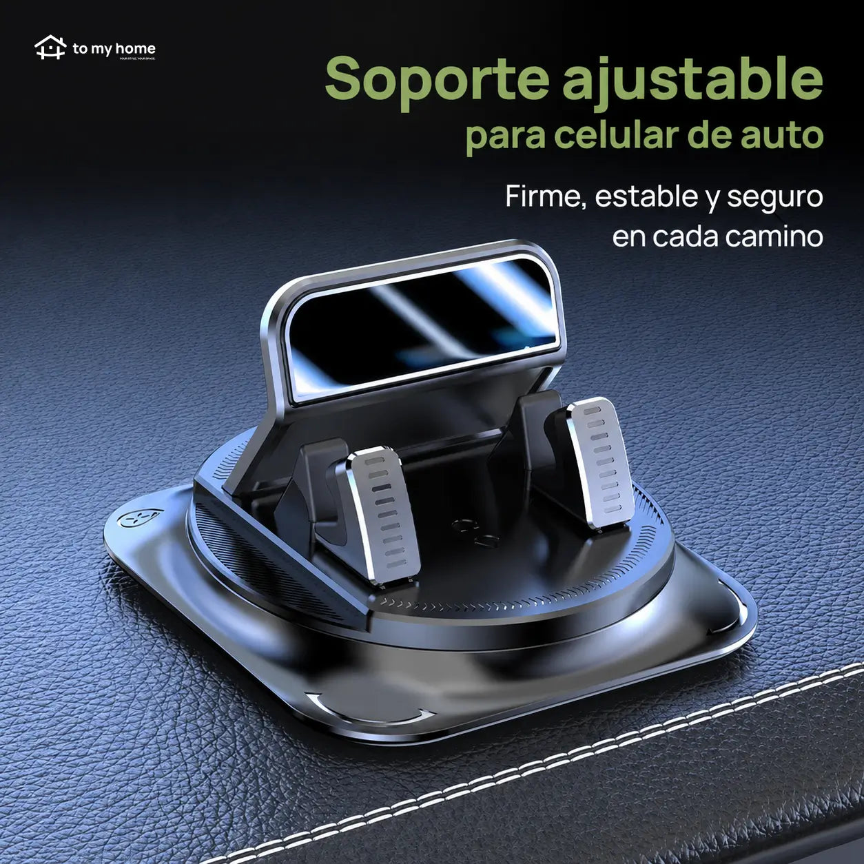 Soporte para celular de auto con rotación 360° y ventosa estable para navegación en tablero, compatible con iPhone y Android segura