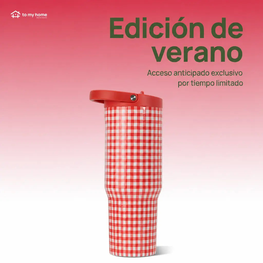 Termo deportivo triple aislado con tapa antiderrames, popote abatible y base de goma para entrenar o llevar en el carro todos los días