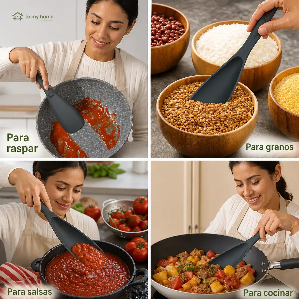 Cucharas Espátula de Silicón Grado Alimenticio, Paquete de 2, para Sartenes Antiadherentes