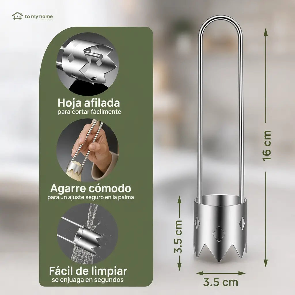 Set de 2 descorazonadores de acero inoxidable con mango ergonómico para pimientos, frutas y verduras en cocina diaria preparación rápida y limpia