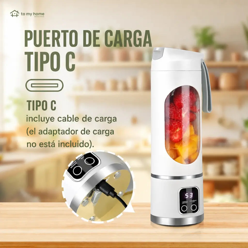 Licuadora portátil recargable con pantalla LED y 3 modos para smoothies, papillas y bebidas en casa o viaje frescas diarias sin derrames