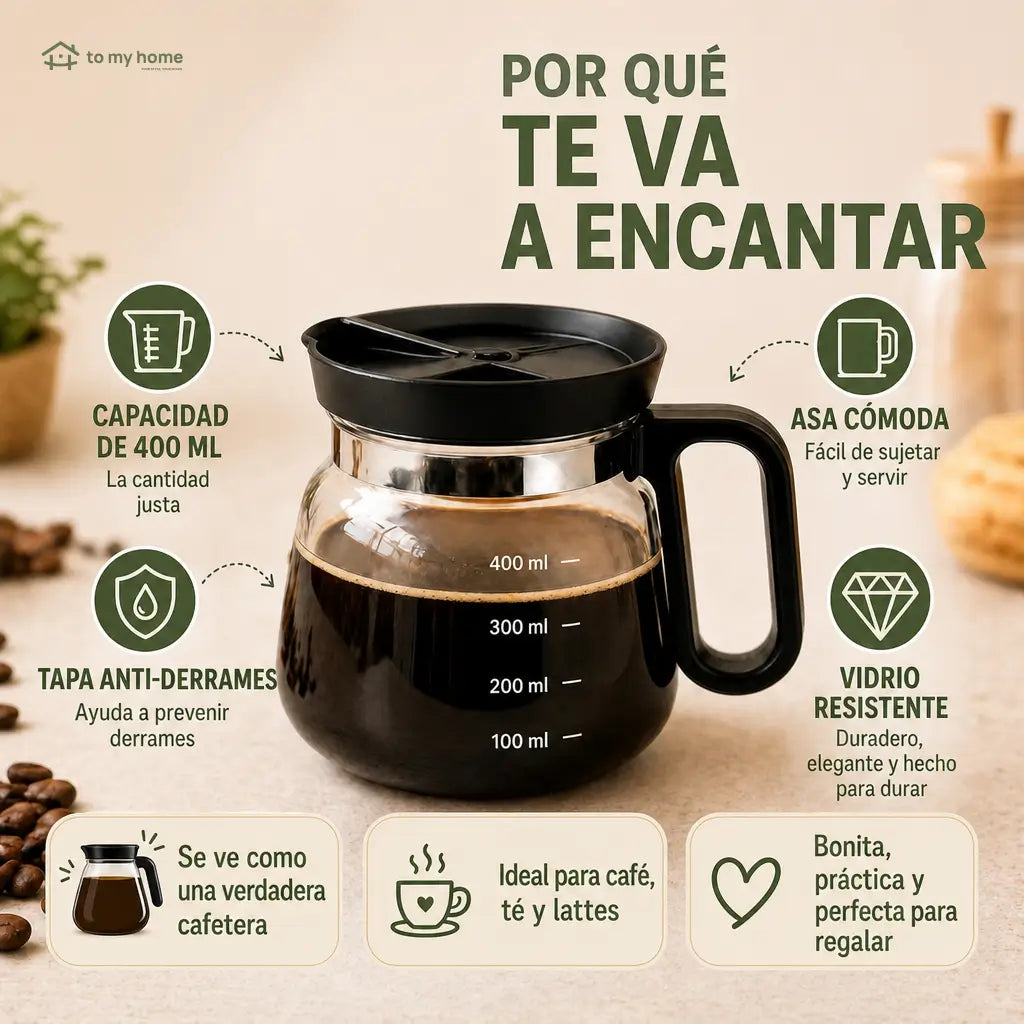 Taza de vidrio 473 ml con tapa para sorber, diseño de cafetera mini, ideal para café, té y regalo creativo