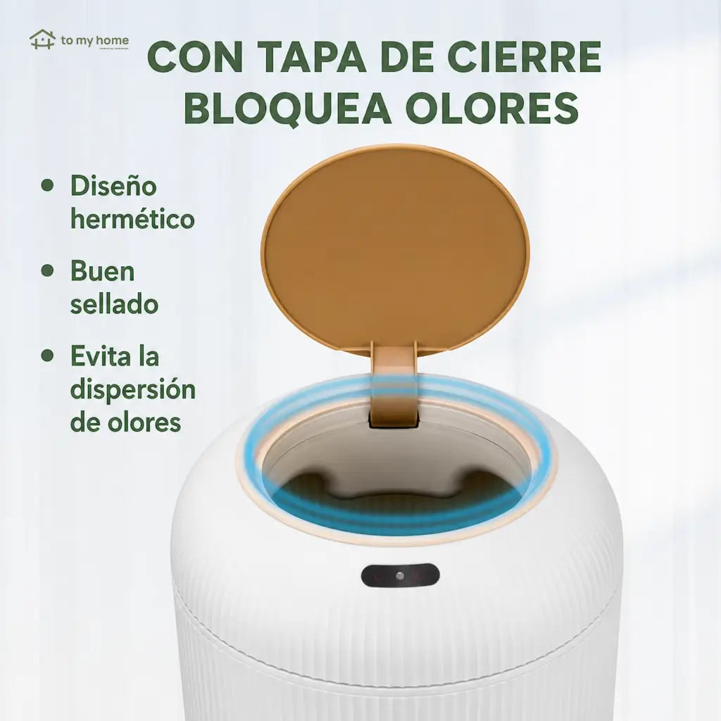 Basurero compacto inteligente con sensor de movimiento impermeable, bolsa oculta y patas desmontables para uso diario en sala, baño, recámara u oficina