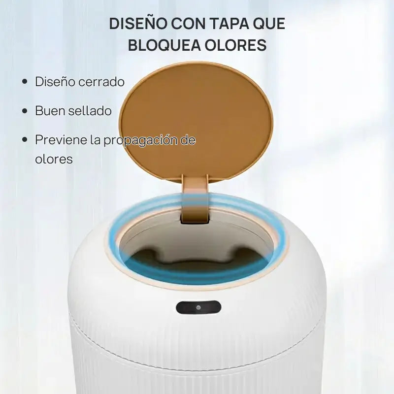 Basura inteligente automática con sensor de movimiento, diseño nórdico moderno, impermeable, ahorro de espacio, mantiene higiene en cocina, baño, oficina o habitación
