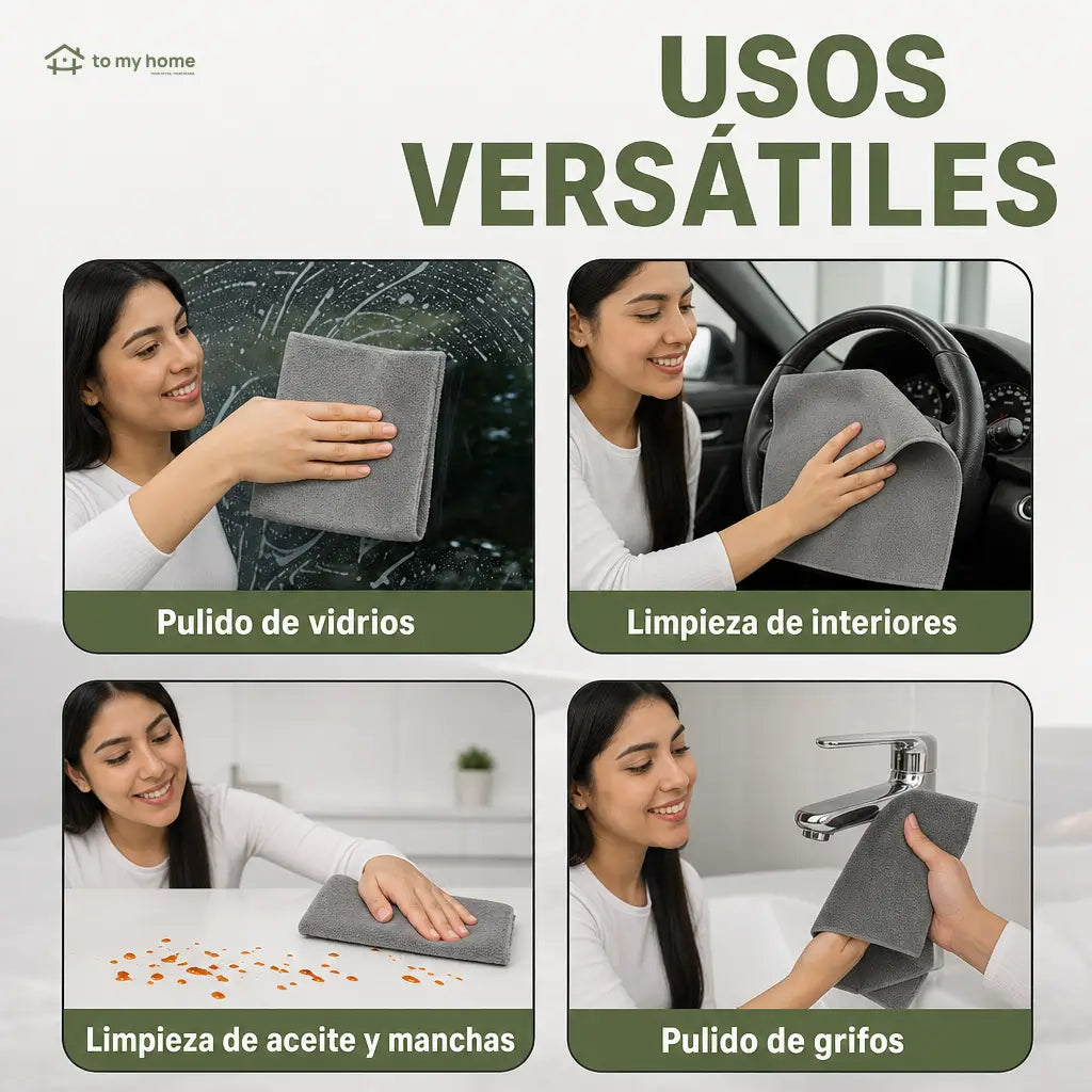 Paquete de 10 paños de microfibra gruesa reutilizables y sin marcas para limpiar vidrios, cocina, auto, espejos y electrodomésticos en casa