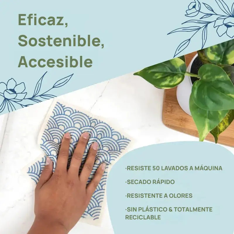 Juego de 5 paños de cocina suecos altamente absorbentes de algodón y celulosa, lavables, reutilizables, biodegradables, con calidad superior garantizada