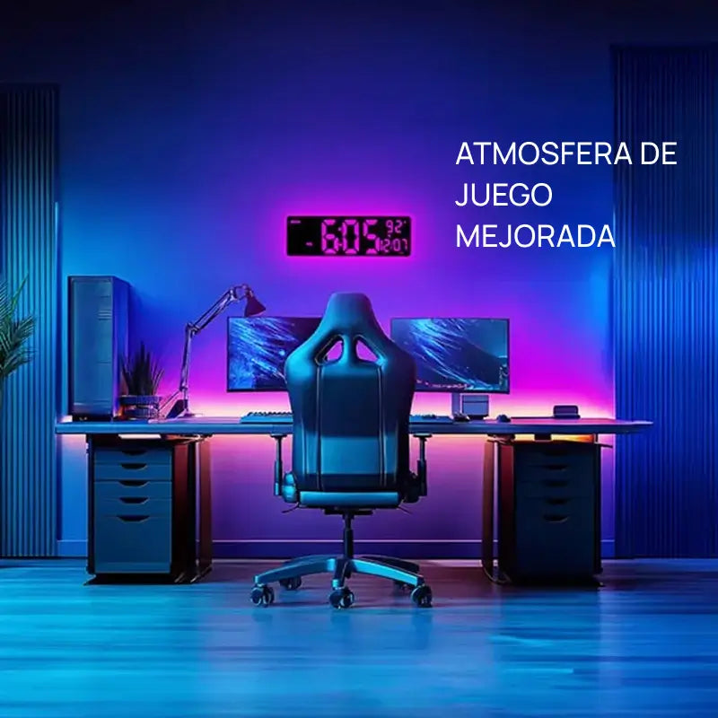 Reloj de pared digital grande de 41.9cm con control remoto, luz RGB, 11 modos, doble alarma y pantalla LED de gran visibilidad nocturna