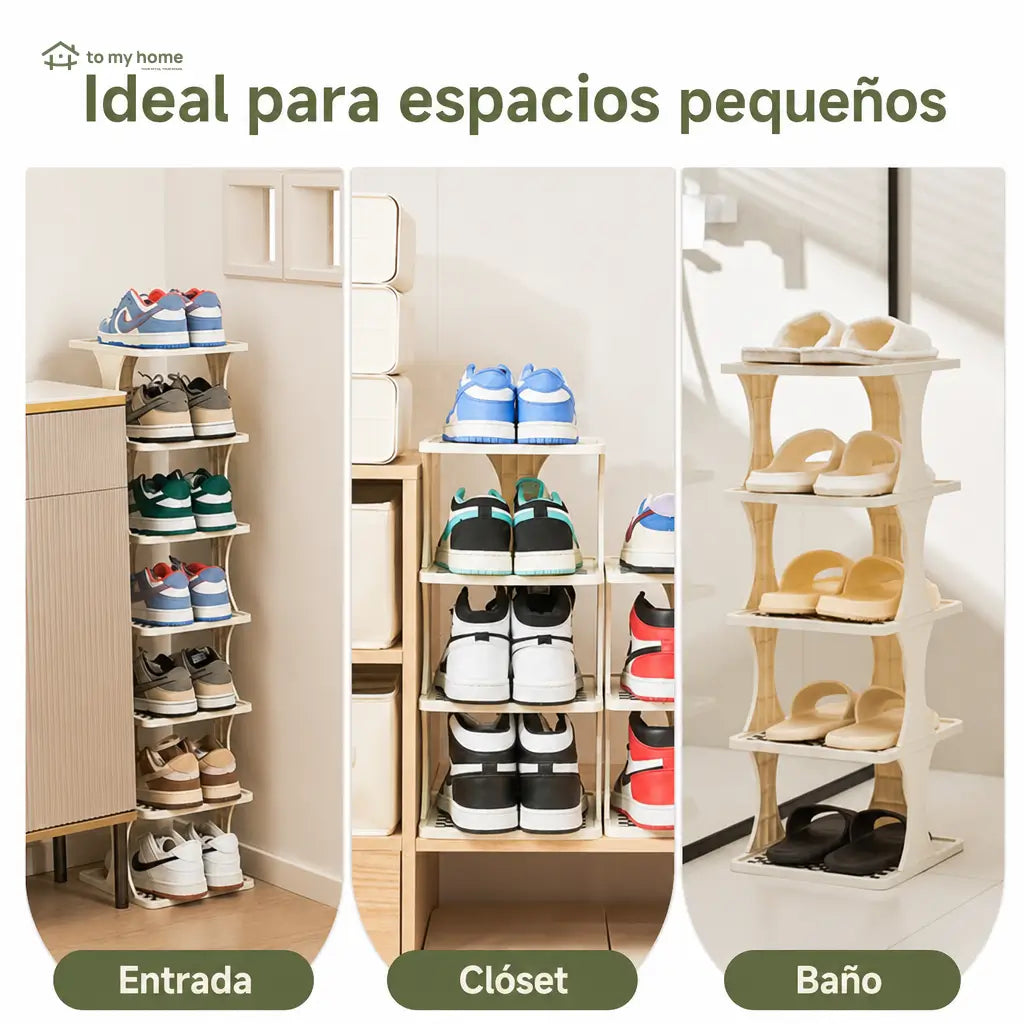 Zapatera vertical desmontable de plástico ajustable, organizador ahorra espacio para tenis y zapatos en recámara, baño u oficina con niveles expandibles