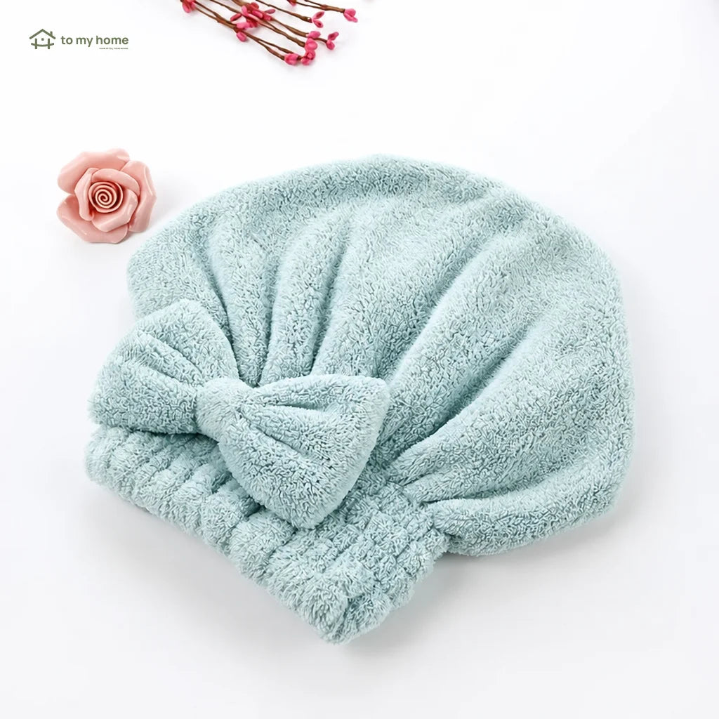 Set de 2 gorros absorbentes para secar cabello con moño, toalla suave reutilizable para ducha y rutina de viaje diaria femenina