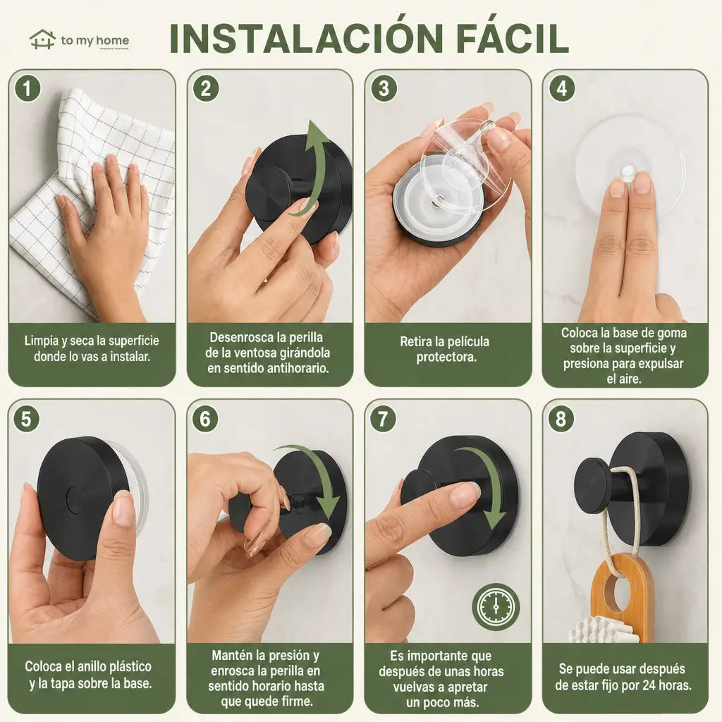 Ganchos de succión negros mate sin taladro, paquete de 2 reutilizable para baño, regadera, cocina, toallas, batas y esponjas en superficies lisas