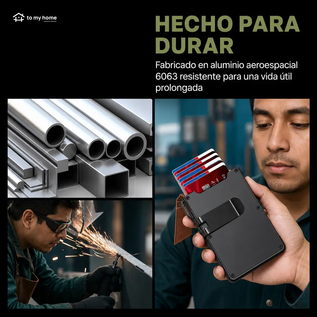 Cartera minimalista para hombre con bloqueo RFID, expulsión pop-up y clip para billetes, ideal para uso diario
