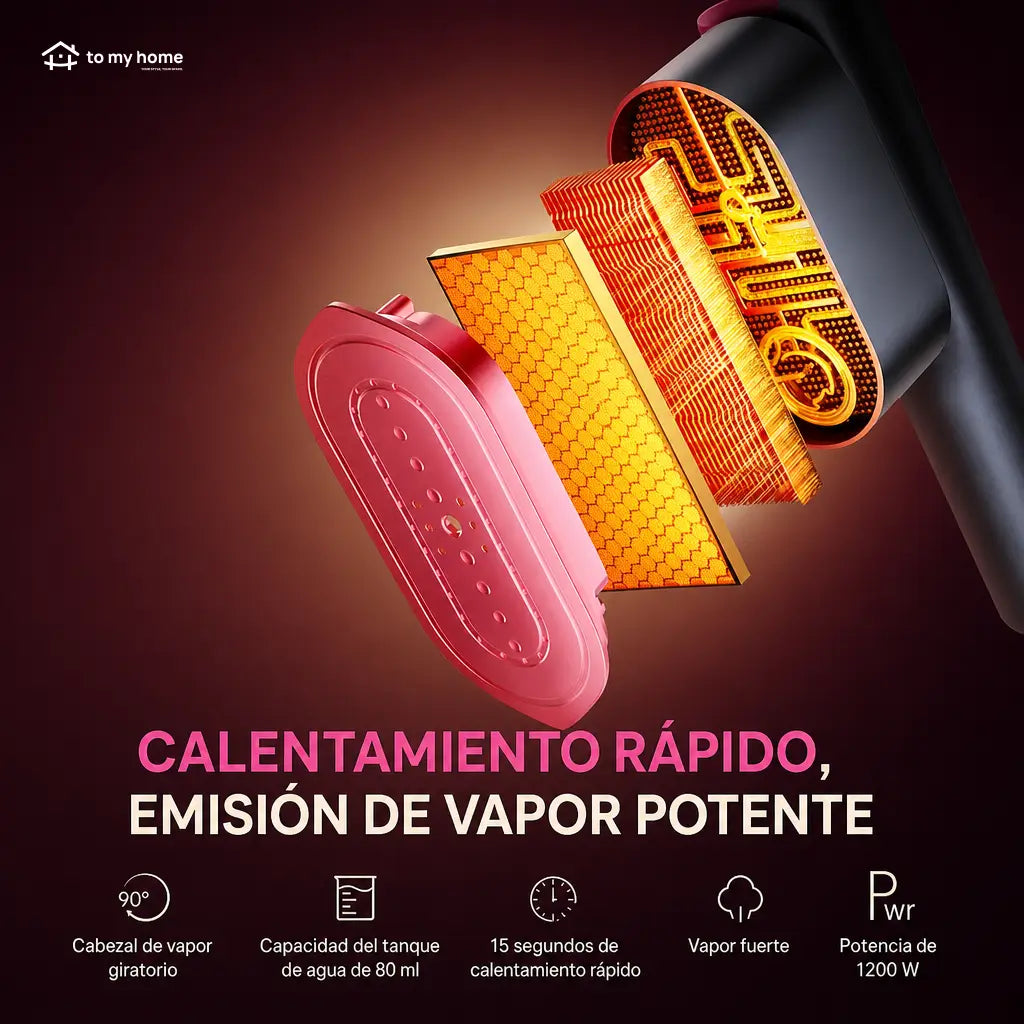 Vaporizador plancha portátil 2 en 1 con 7 modos, calentamiento rápido y mango giratorio para ropa en casa o viaje diario