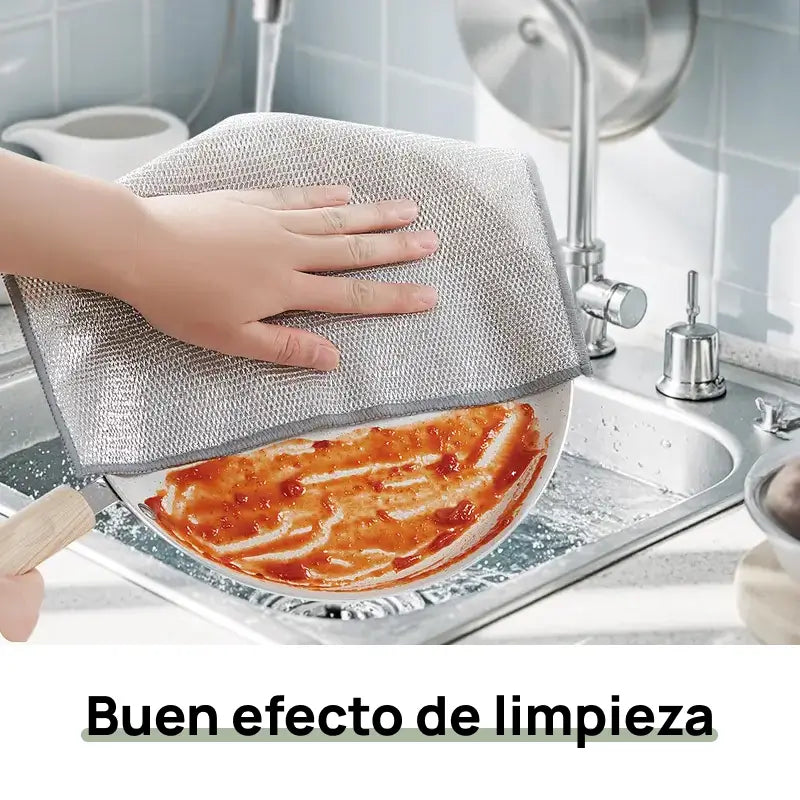 Juego de 10 esponjas de acero no rayables para limpieza, con paño multiusos de doble capa para platos y superficies, durabilidad comprobada