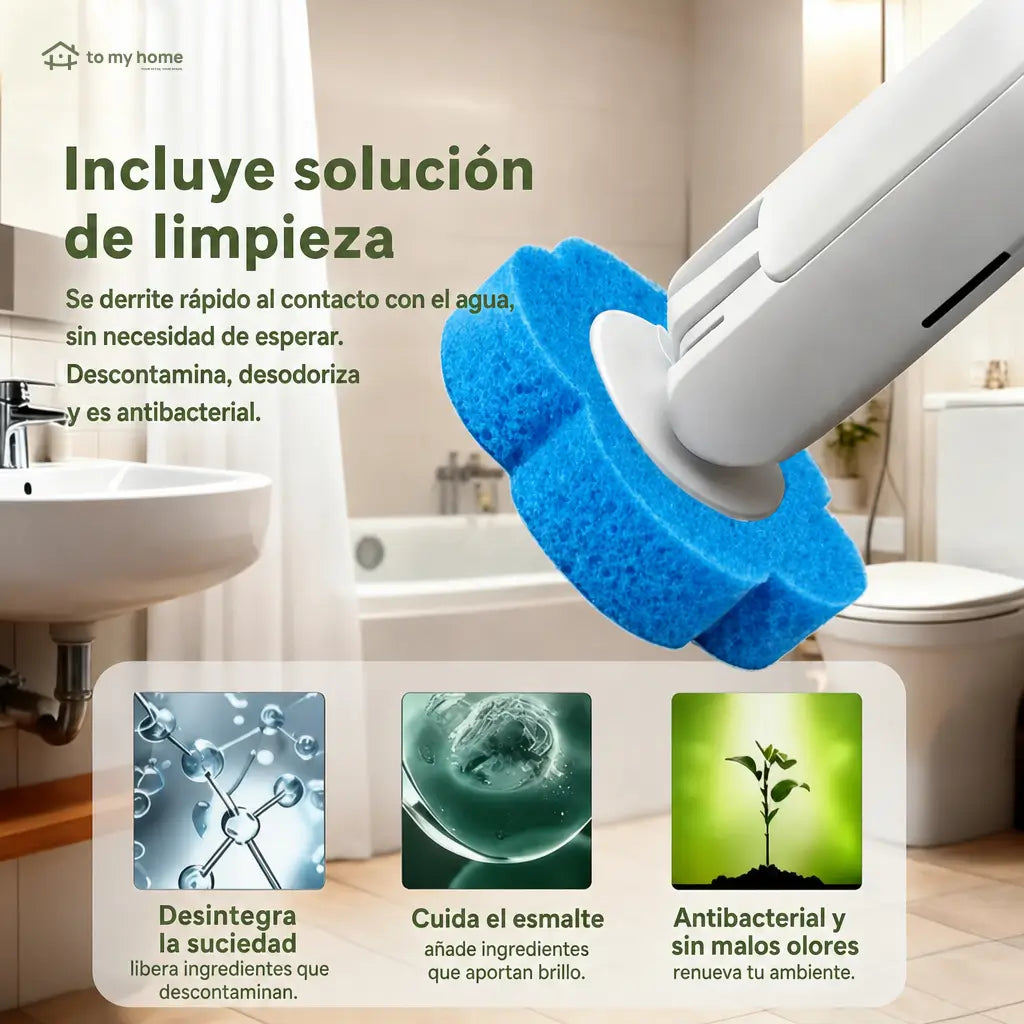 Cepillo desechable para baño con 24 repuestos aromáticos y soporte de pared para limpiar WC, lavabo, tina y mingitorio sin tocar