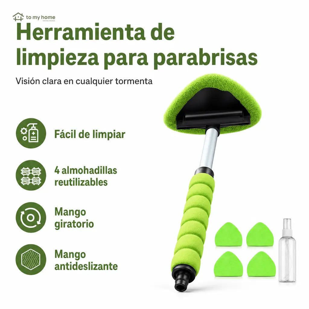 Limpiador de parabrisas extensible con cabeza triangular giratoria y 4 pads de microfibra para autos, camionetas y SUV en limpieza interior y exterior