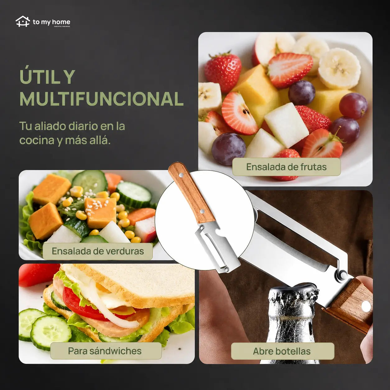 Pelador de Verduras Multifuncional Acero Inoxidable Mango de Madera y Abrebotellas Integrado Ideal para Frutas o Vegetales en Cocina de Casa (Paquete 2 Piezas)