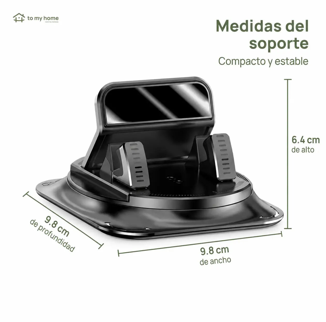 Soporte para celular de auto con rotación 360° y ventosa estable para navegación en tablero, compatible con iPhone y Android segura