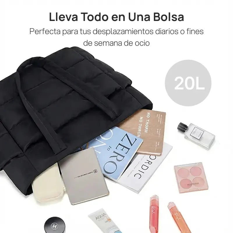 Bolsa tote Puffy acolchada femenina para laptop, trabajo y viaje, ligera, espaciosa y resistente, con varios compartimentos para organizar y llevar todo