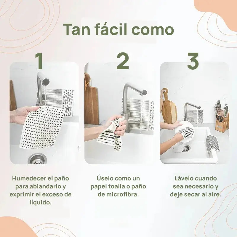 Juego de 5 paños de cocina suecos altamente absorbentes de algodón y celulosa, lavables, reutilizables, biodegradables, con calidad superior garantizada