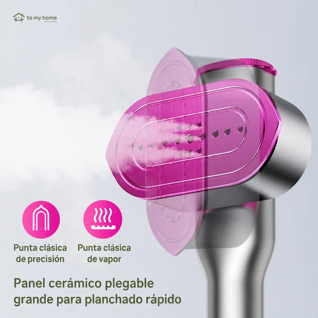 Vaporizador plancha portátil 2 en 1 con 7 modos, calentamiento rápido y mango giratorio para ropa en casa o viaje diario