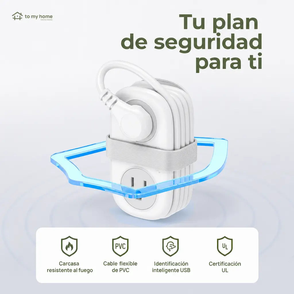 Multicontacto de viaje compacto con 4 tomas AC, USB-A y USB-C, cable de 1.25 m para hotel, crucero y escritorio ordenado