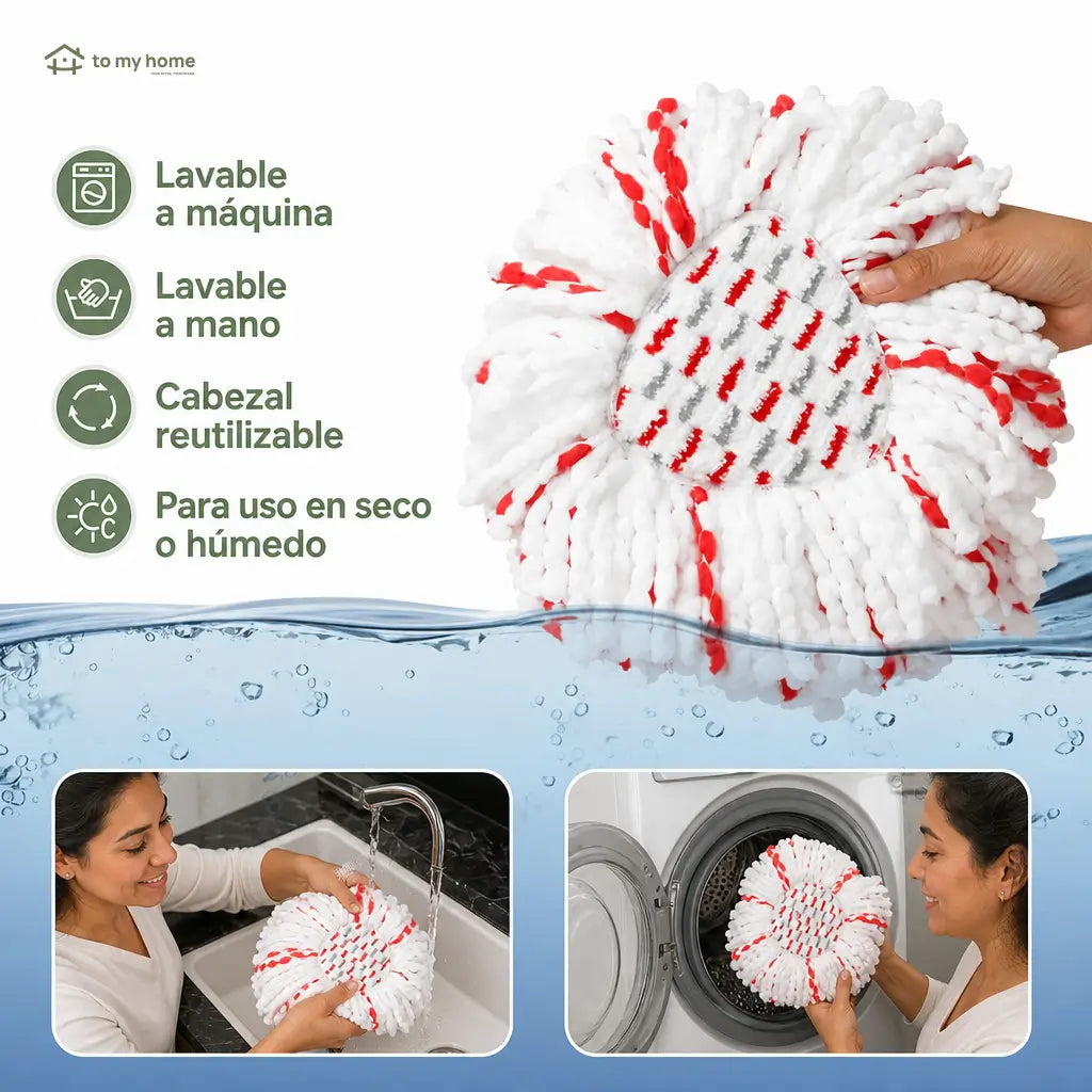 Cabezas de repuesto para trapeador giratorio con microfibra absorbente y fibras antiabrasivas para limpieza húmeda o seca en casa, paquete de 3