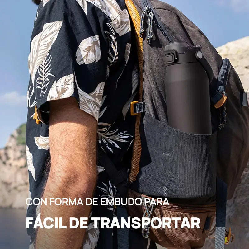 Botella térmica acero inoxidable con tapa doble función, aislamiento al vacío, conservación térmica, diseño elegante y seguro, ideal para bebidas calientes y frías