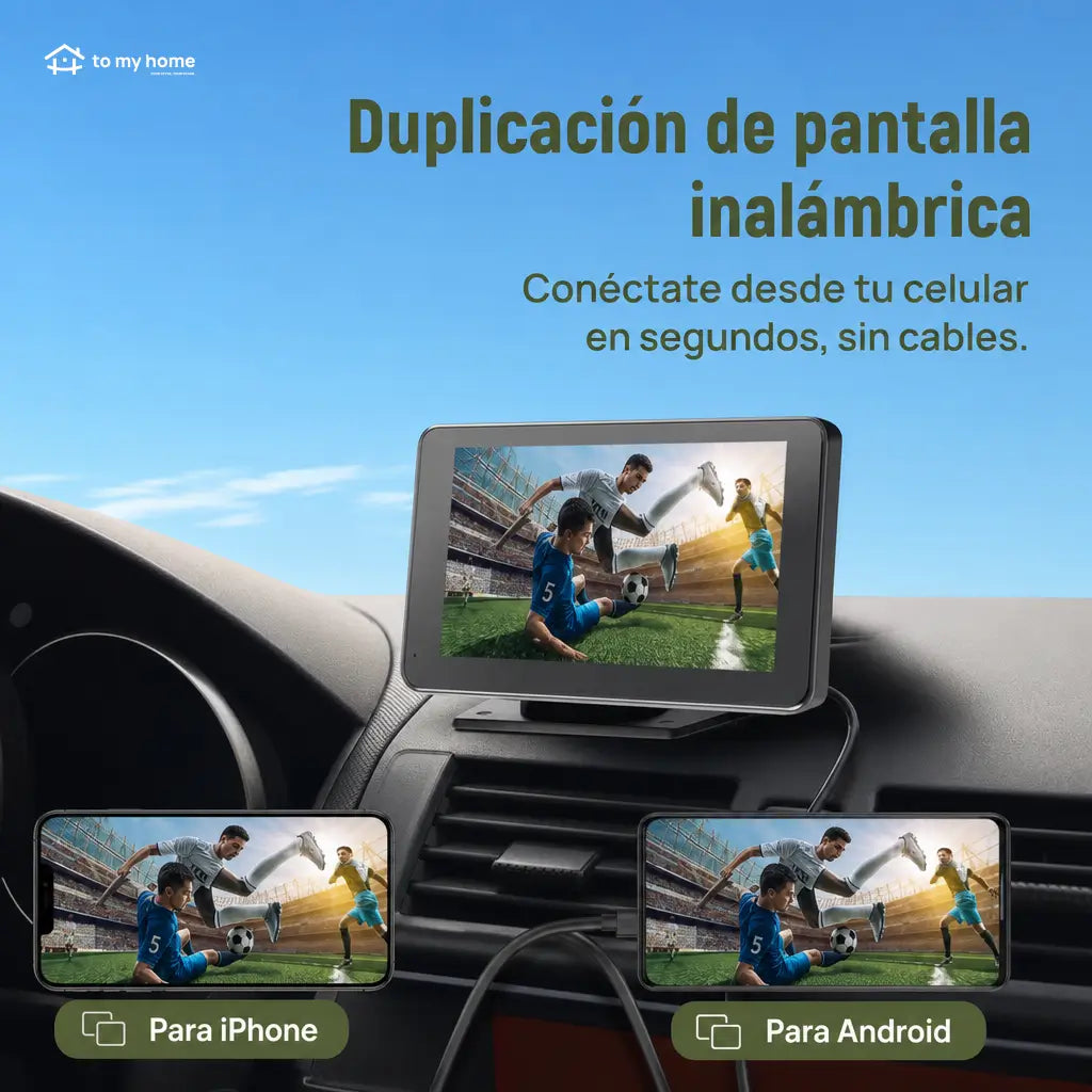 Pantalla CarPlay inalámbrica de 7 pulgadas con cámara nocturna para auto, compatible con Android y iPhone y audio Bluetooth, AUX o FM en carretera