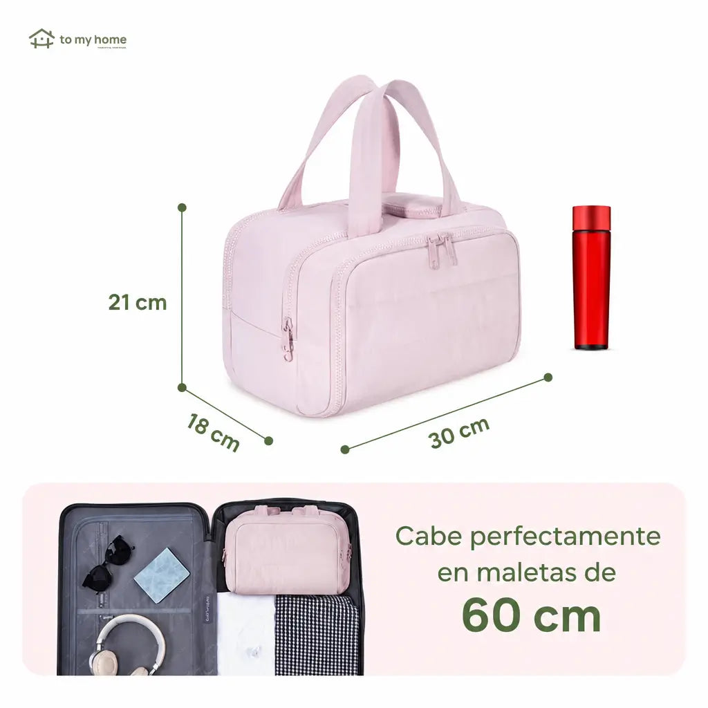 Neceser de viaje 4 en 1 impermeable, gran capacidad y asas para cosméticos, artículos de baño y accesorios en maleta diaria