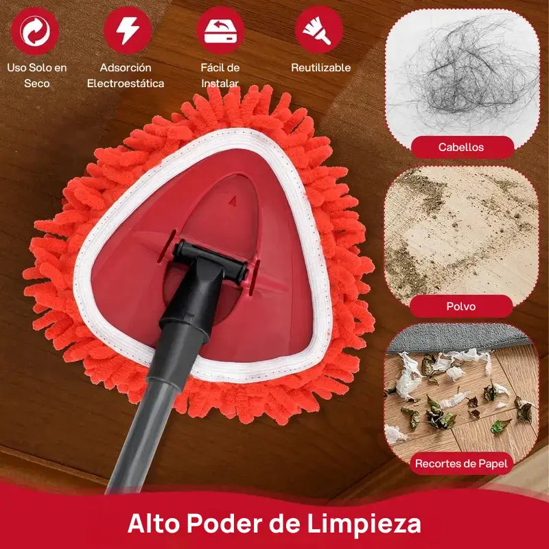 Cabezas de repuesto exclusivas para mop, convierten el trapeador en un duster de mango largo, captura polvo y permite limpieza multifuncional inteligente