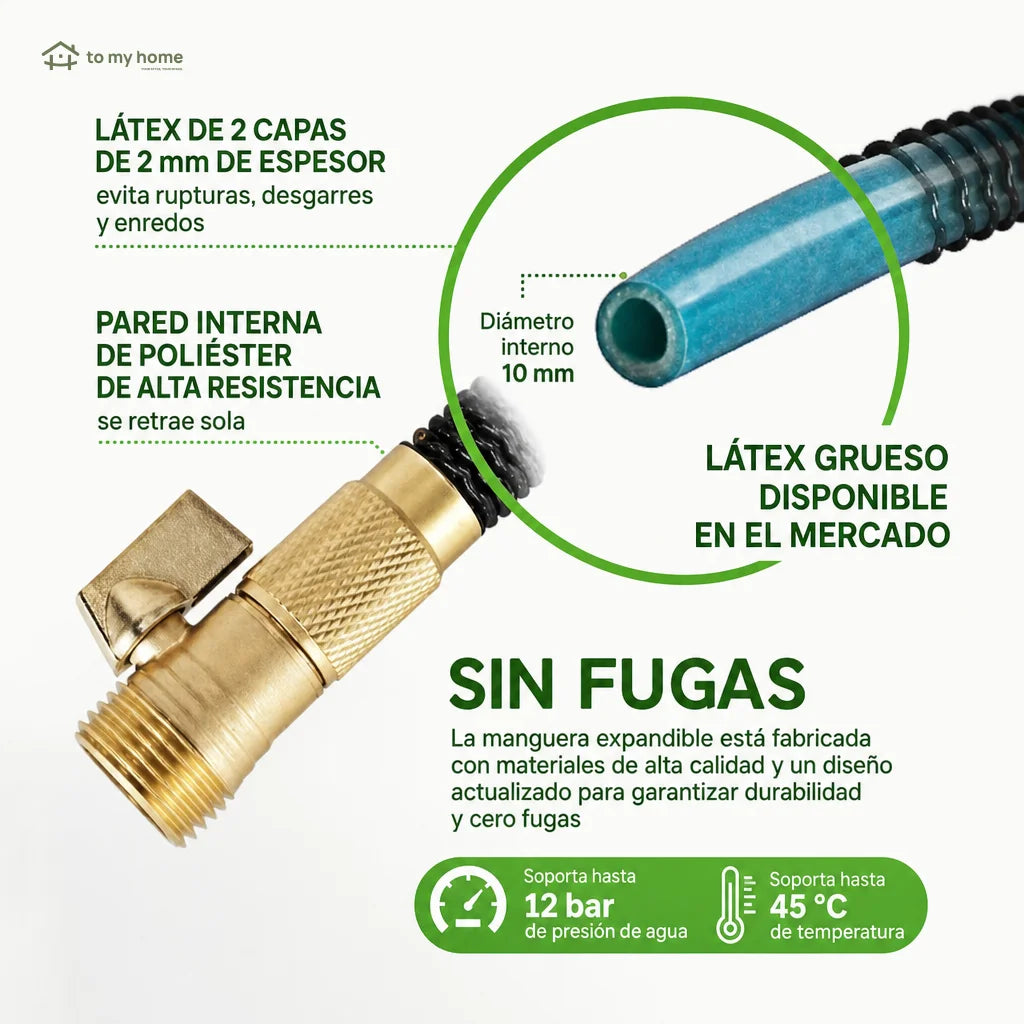 Manguera expandible de jardín 3x con boquilla de 10 patrones para plantas, auto y mascotas