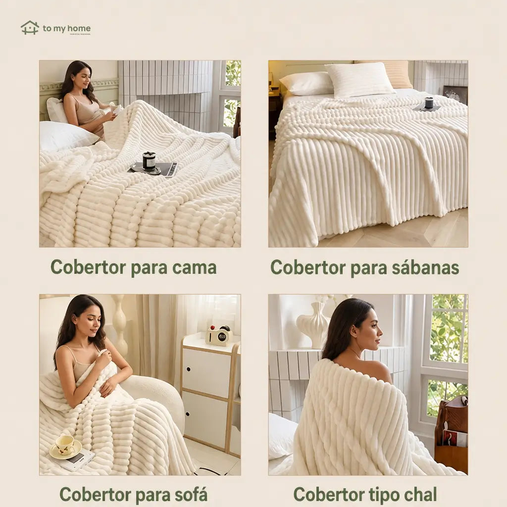 Manta de fleece súper suave con textura de rayas, ligera y decorativa para sofá, cama, sala, oficina o dormitorio todo el año