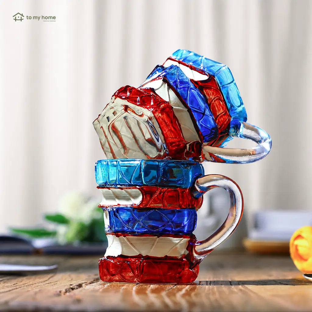 Mug de cerámica tipo libros apilados con pintura 3D multicolor, resistente al calor para amantes de la lectura y coleccionistas creativos